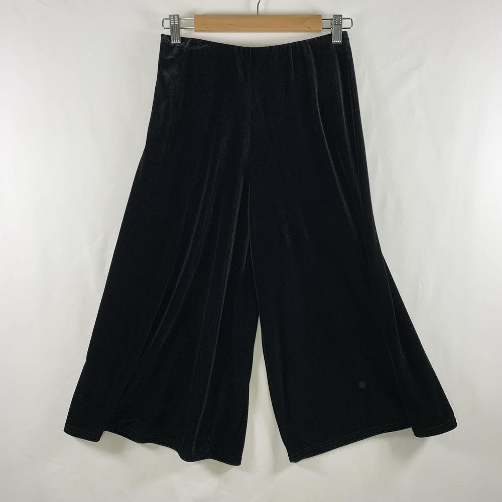 Y2K Whimsigoth Womens Velvet Stretch Wide Leg Crop Palazzo Pants Small Witchy